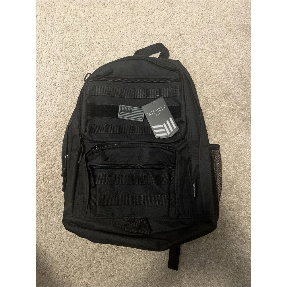 East Illest Military Outdoor Combat Back Pack Hiking 13x18x6 (6 Pockets) Black